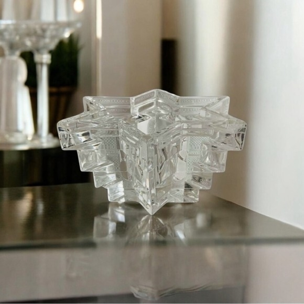 Vintage WMF Crystal Candle Holder Star of David Design 24% Lead Crystal